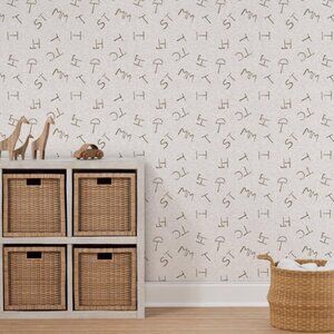 Cattle Brands Beige Spoonflower Peel & Stick Wallpaper 2' x 6' / Roll NEW